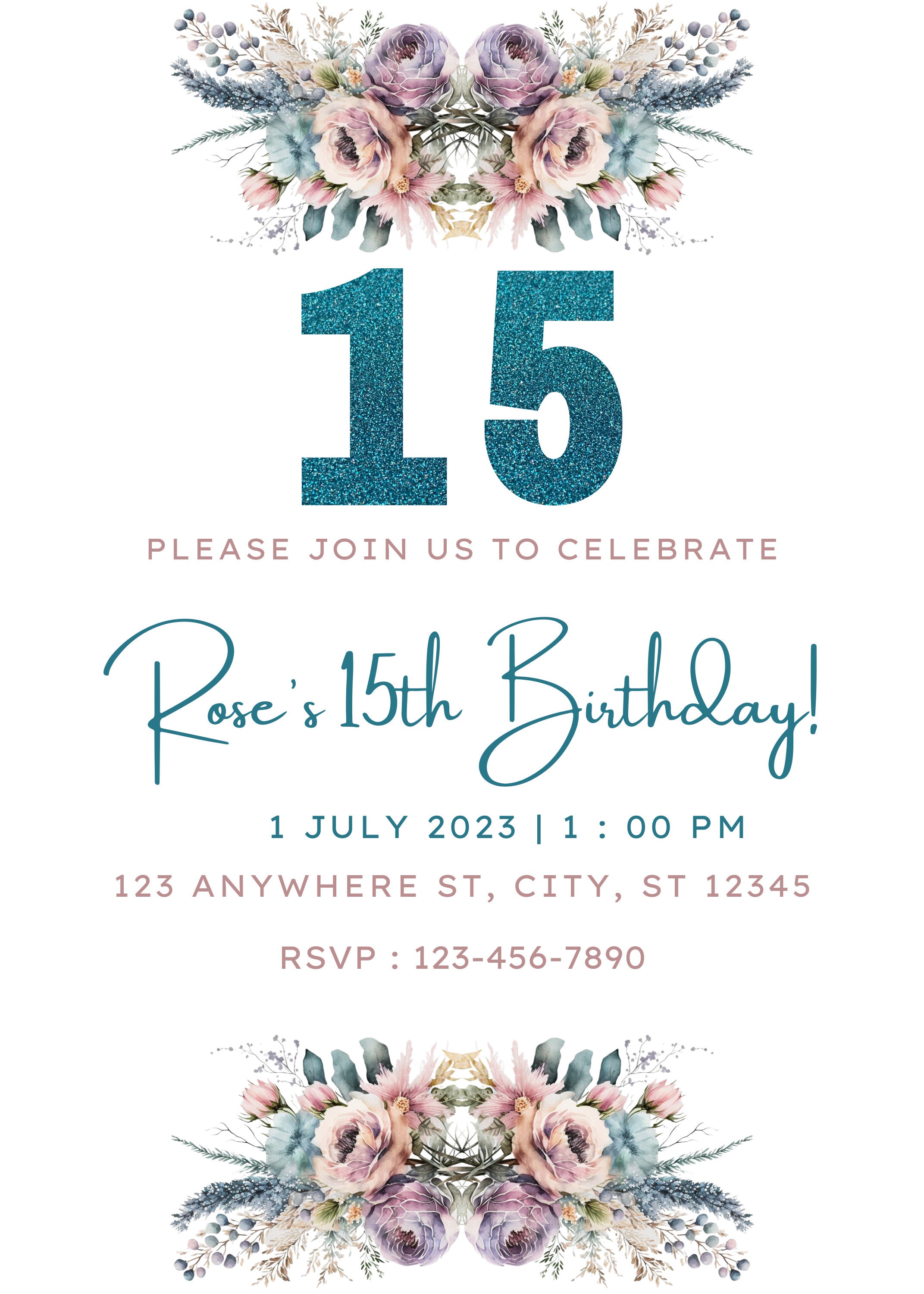 Editable 5x7 Birthday Invitation Template, DIGITAL DOWNLOAD, 5x7 Party Editable 5x7 Birthday Invitation Template, DIGITAL DOWNLOAD, 5x7 Party