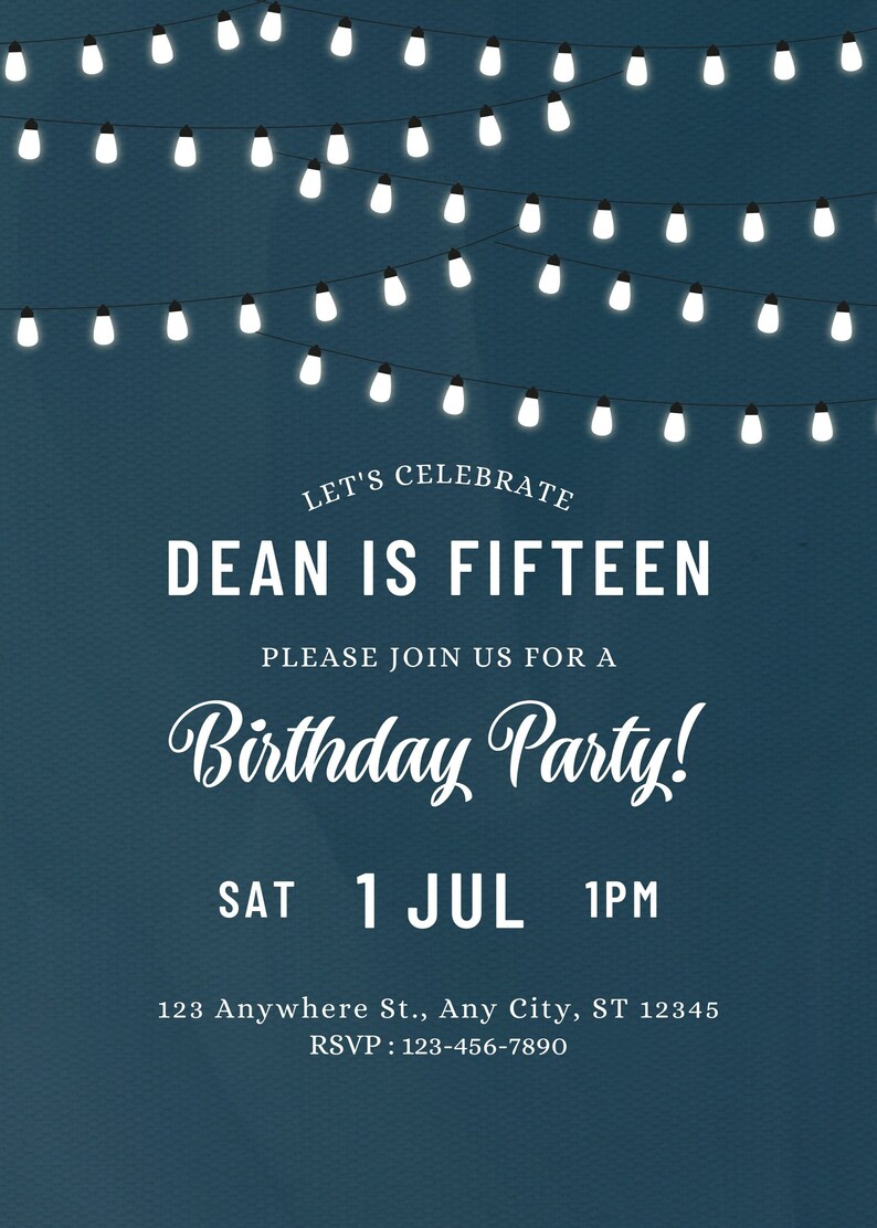 Editable 5x7 Birthday Invitation Template, DIGITAL DOWNLOAD, 5x7 Party