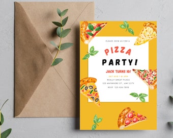 Editable Pizza Party Invitation Template, 5x7 (Digital Download)