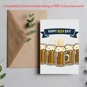 Bewerkbare grappige verjaardagskaart, afdrukbare verjaardagskaart, grappige bier afdrukbare verjaardagskaart, grappige verjaardagskaart, instant download PNG PDF 5x7