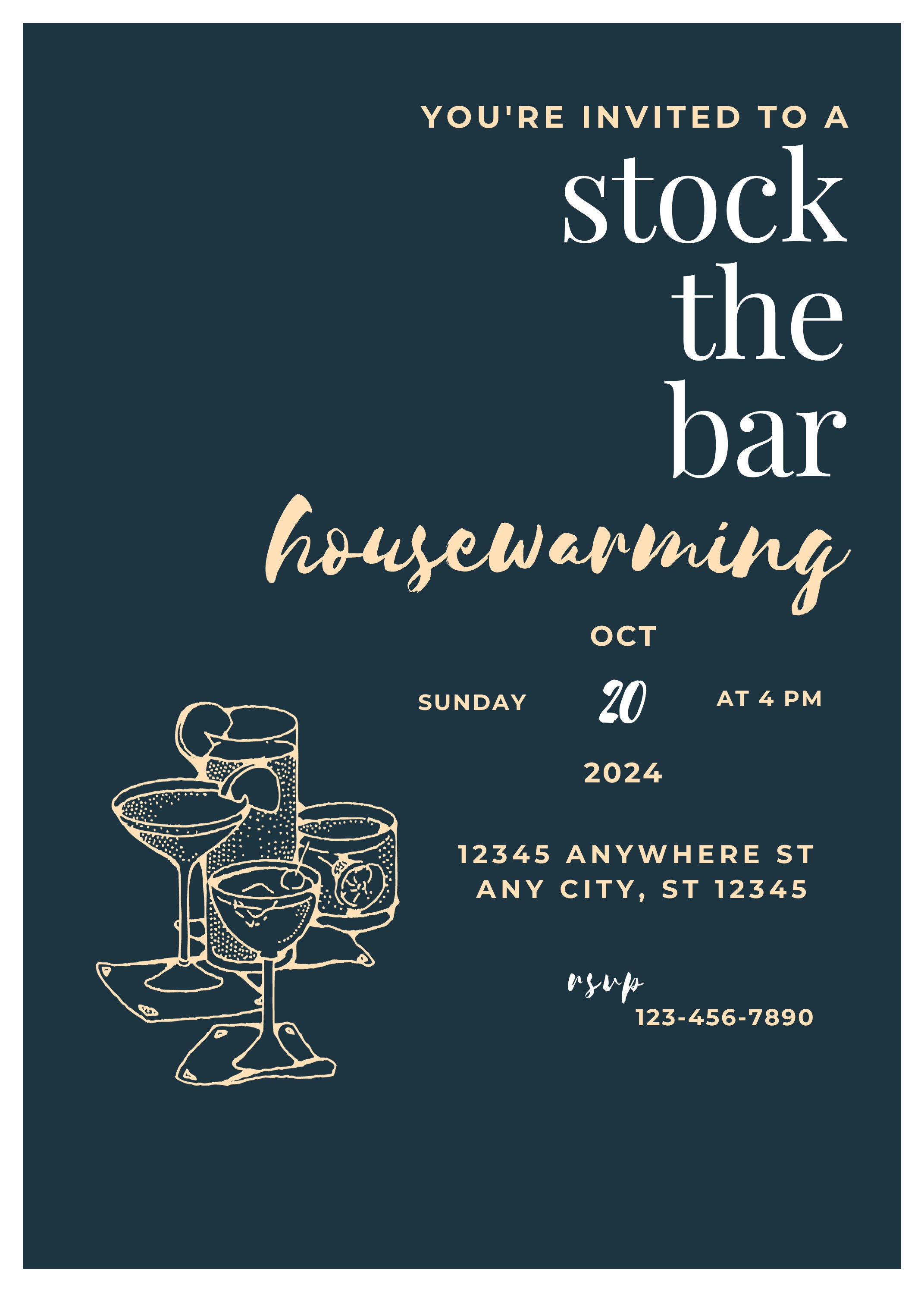 Editable Stock the Bar Invitation. Housewarming Party. Modern ...