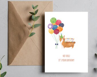 Funny Dog Birthday Card, Editable Canva Template (PNG, PDF)