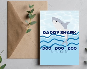 Daddy Shark Father's Day Card, Editable Canva Template (Digital Download)