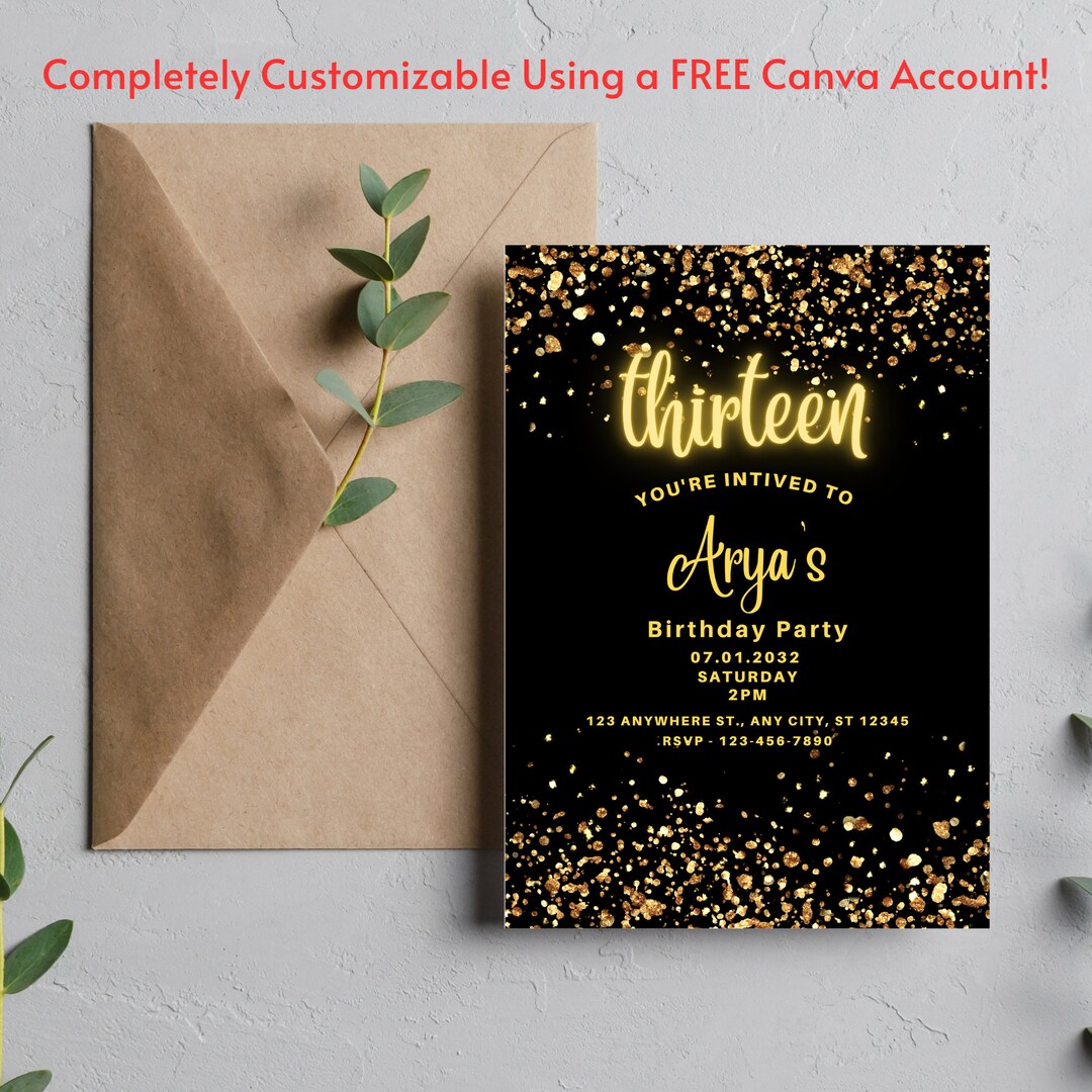 Editable 5x7 Birthday Invitation Template, DIGITAL DOWNLOAD, 5x7 Party ...