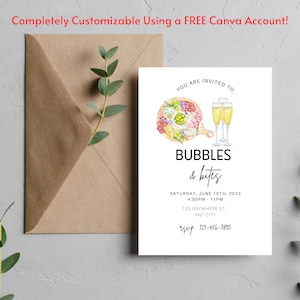 Mall för Bubbles and Bites-festinbjudningar, Charkuterier, Cocktails (digital nedladdning)