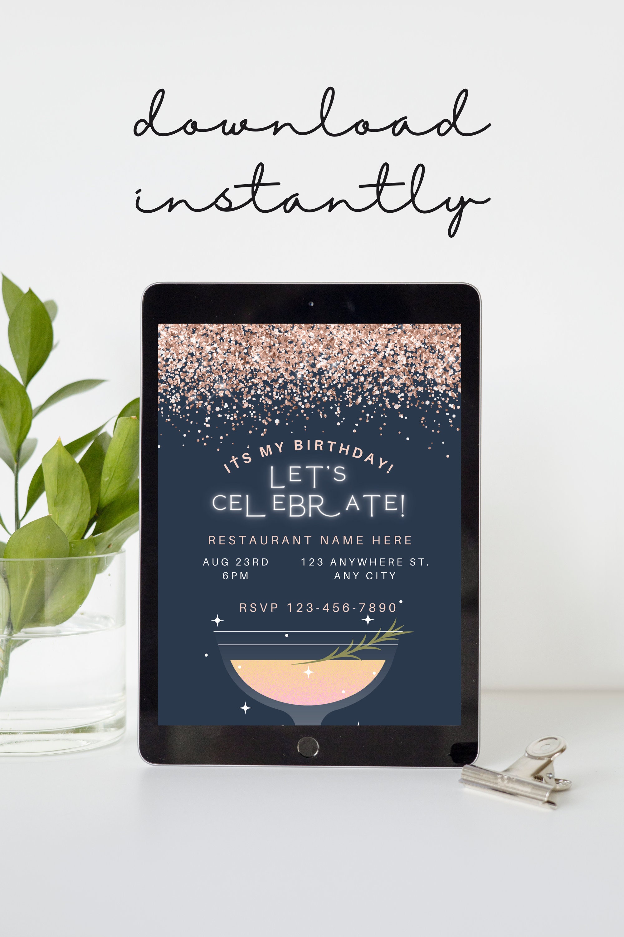 Editable Happy Birthday Invitation. Birthday for Ladies Mobile Invite ...