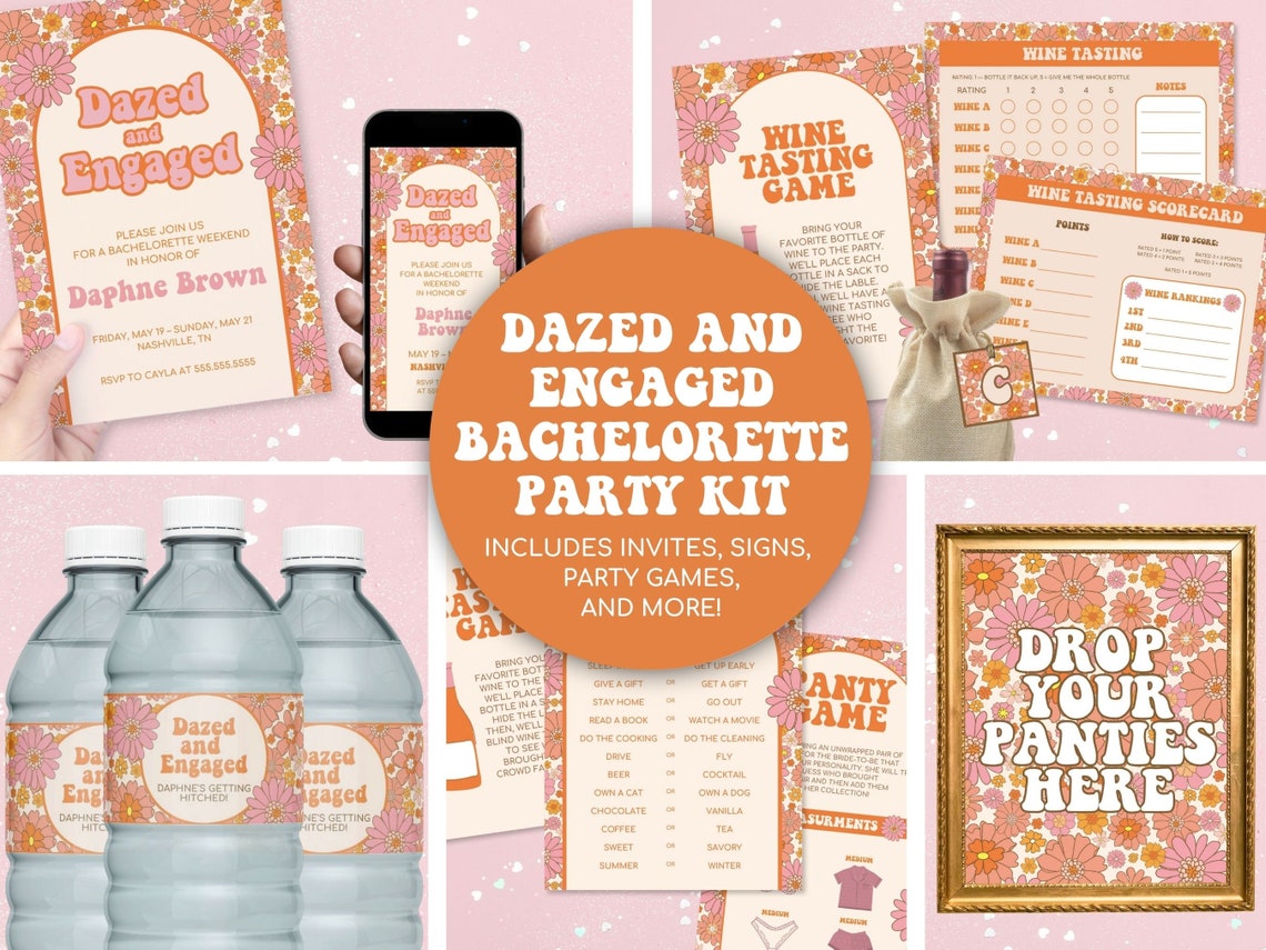Customizable Dazed and Engaged Bachelorette Party Invite With Party Kit ...