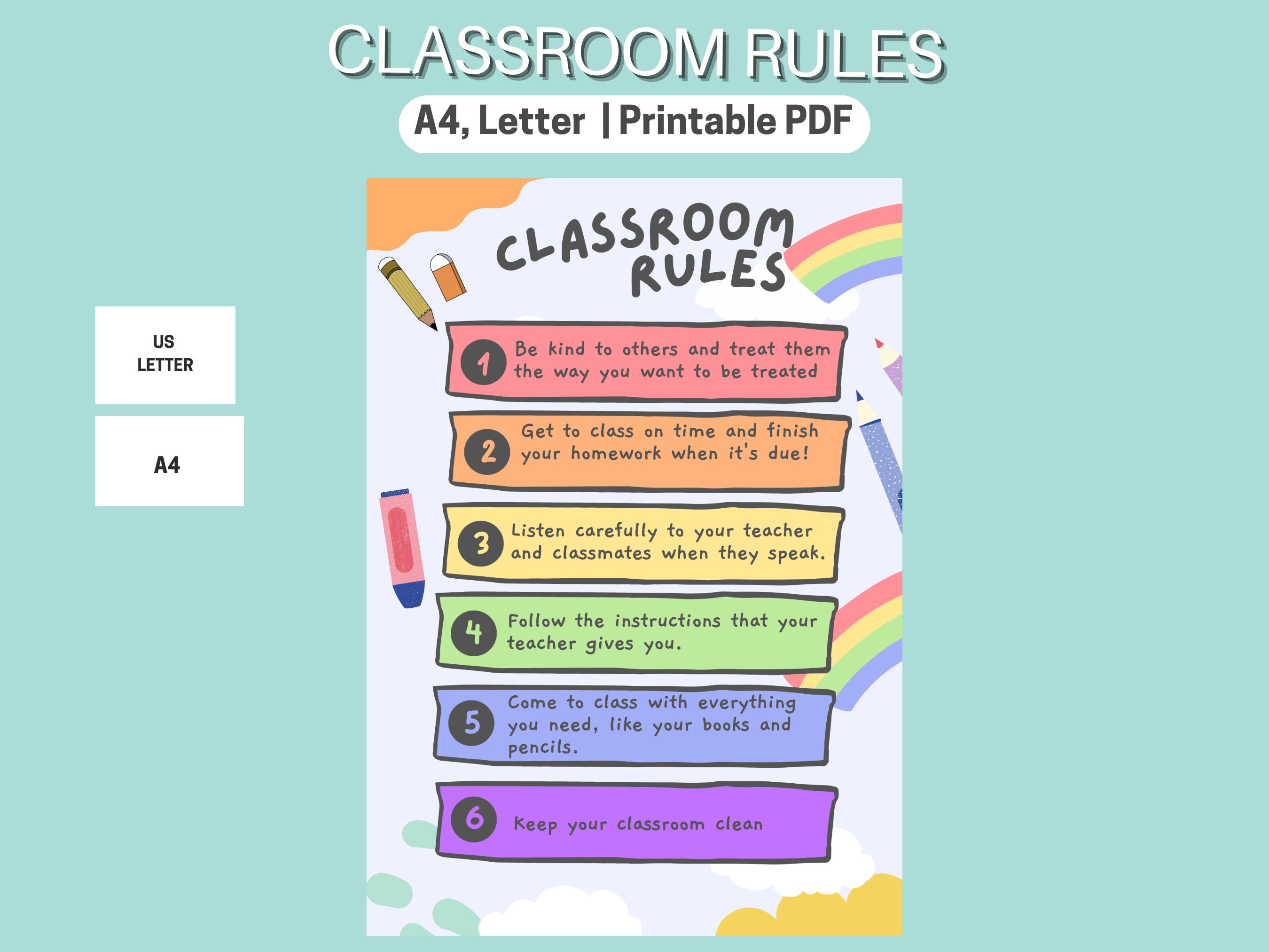Classroom Rules Poster, Classroom Rules Signs, Class Expectations