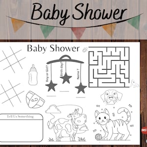 attività baby shower, colorazione baby shower, giochi baby shower per bambini, PDF stampabile