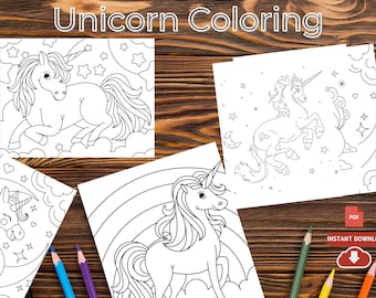 Coloriages de licorne pour les enfants, imprimables Fête de la licorne (PDF)