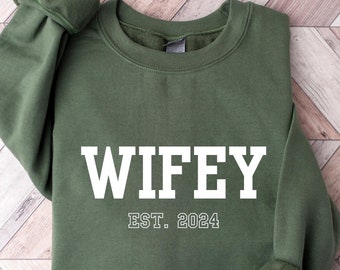 Personalize Wifey Sweatshirt, Custom Engagement Hoodie, Bridal Shower Hoodie, Gift for Bride, Personalized Bridal Sweatshirt, Wifey Gift