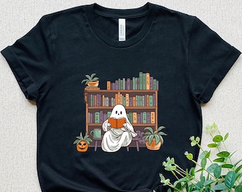 Ghost Reading Shirt, Teacher Halloween T-Shirt, Fall Library Shirt, Ghost Shirt, Halloween School Shirt, Book Lovers Gift, Librarian Shirt