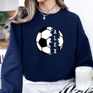 Personalized Soccer Player Sweatshirt, Soccer Ball Name Hoodie, Custom Soccer Player Sweater, Custom Soccer Ball Sweatshirt, Gift For Her