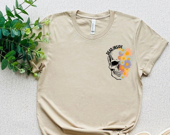 Floral Skull Shirt, Flower Skull TShirt, Gobblincore Boho Graphic Tee, Bloom Skull Fall Halloween Shirt, Oversized Witchy Botanical Skeleton