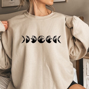 Moon Phase Sweatshirt, Moon Hoodie, Moon Gift Sweater, Christmas Gift, Plus Size Clothing, Unisex Sweatshirt