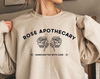 Rose Apothecary Sweatshirt, Handcrafted with Care Hoodie, Rose Sweatshirt, David Rose Hoodie, Woman Gift, Oversized Hoodie