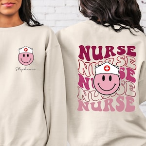 Personalized Nurse Sweatshirt and Hoodie, Custom Nurse Sweater, New Nurse Gift, Nursing School Student Grad, Groovy Nurse Shirt,Nurse Hoodie