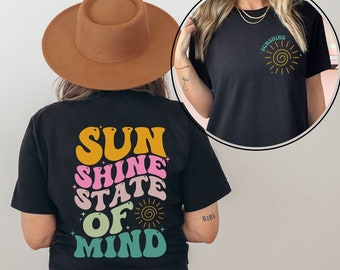 Sunshine State of Mind Shirt, Front and Back Shirt, Vintage Shirt, Retro Sunshine Shirt, Sun Rays Tee, Beach Vibes Tee, Summer Shirt