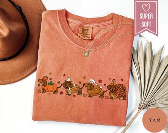 Comfort Colors® Turkey Dog Shirt, Cute Wiener Dog Thanksgiving Tee, Dachshund Lover Shirt, Funny Turkey Costume Dog Shirt, Thankful Dog Tee