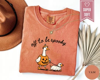 Comfort Colors® Off To Be Spooky Shirt, Funny Ghost Gooses Clothes, Ghosts Dog Tee, Gift for Spooky Season and Goose Lovers, Dachshund Tees