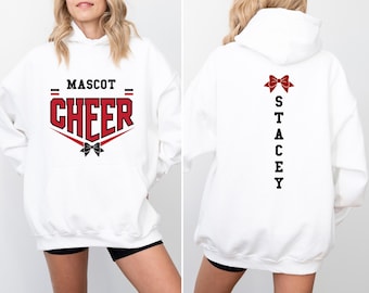 Personalized Cheer Mascot Sweatshirt, Cheer Mom Hoodie, Cheer Squad Sweaters, Cheer Mom with Name Sweatshirt, Custom Cheer Team Name Hoodie