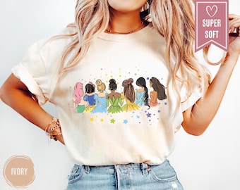 Comfort Colors® Retro Disney Princess Shirt, Watercolor Princess Tee, Disney Trip T-Shirt, Cute Disneyworld Princess Gift Top