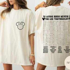 Comfort Colors® Funny Interactive Disney Minnie T-Shirt, Waiting In Line Puzzle Disney Shirt, WDW Disneyland Shirt, Disney Word Search Shirt