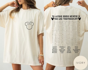 Comfort Colors® Funny Interactive Disney Minnie T-Shirt, Waiting In Line Puzzle Disney Shirt, WDW Disneyland Shirt, Disney Word Search Shirt