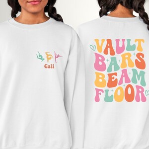 Personalized Name Gymnastics Vault Floor Bars Beam Sweatshirt and Hoodie, Custom Girls Gymnast Hoodie, Woman Sweatshirt, Gift For Her
