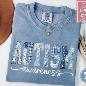 Comfort Colors® Autism Awareness Shirt, Neurodiversity T-Shirt, Faux Patchwork Inclusion Tee, Autism Support Gift, SPED Teacher Clothing