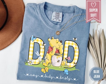 Comfort Colors® Custom Winnie The Pooh Dad Bear Shirt, Personalized Dad Tee, Father T-Shirt, Father's Day Apparel, New Daddy Clothing Gifts