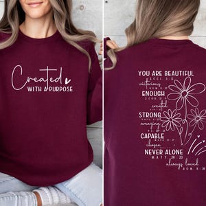 Created With A Purpose Hoodie, You Are Beautiful Enough Sweatshirt, Christian Sweatshirt, Religious Gift, Bible Verse Sweatshirt