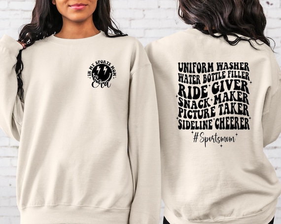 Sport Mom Sweatshirt, Uniform Washer Sweatshirt, Ride Giver, Sport Hoodie, Mother Sweatshirt, Back and Front, Mothers Day Gift, Sport Hoodie