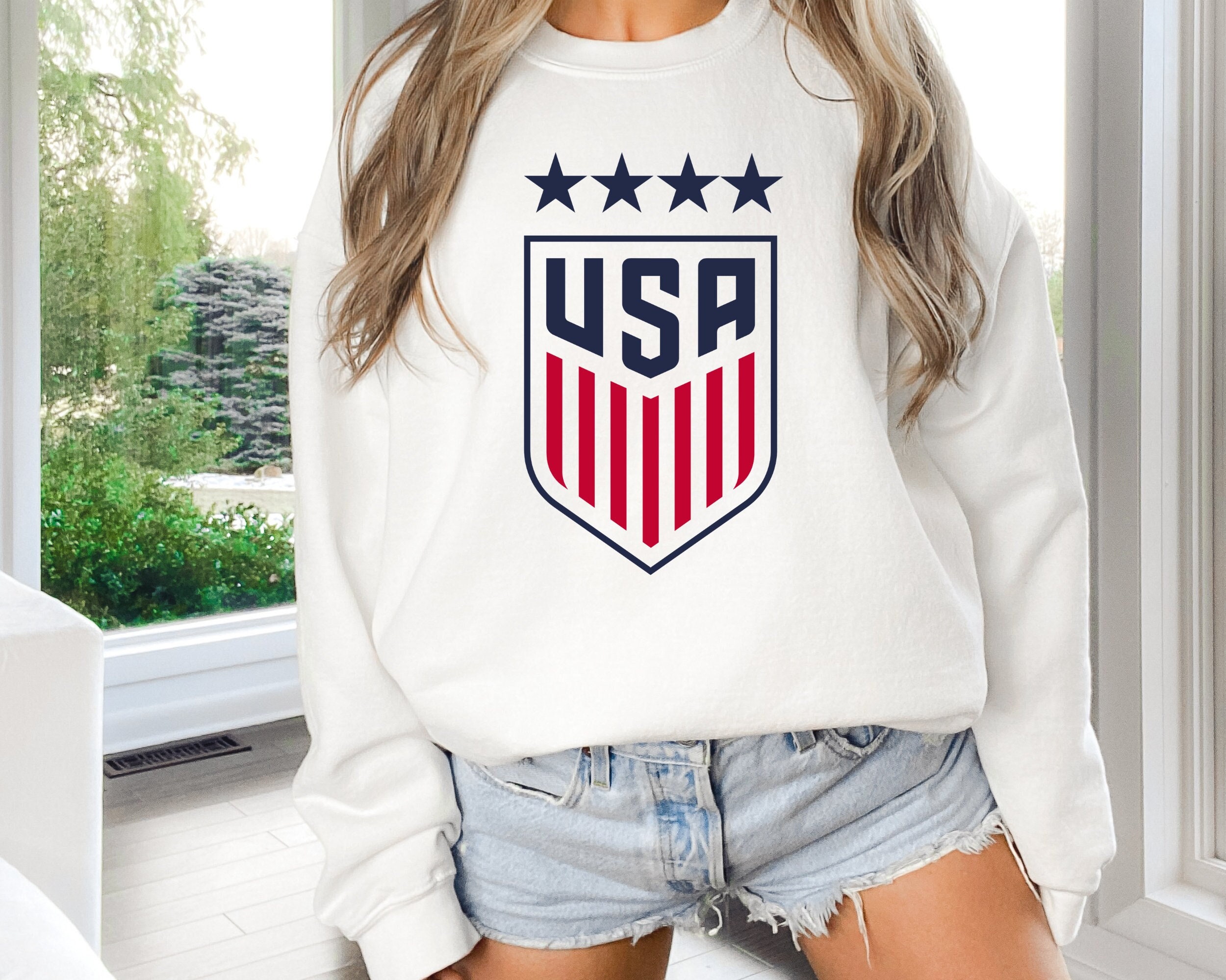 USA United States Soccer Team 47 Brand Women Gray Oversized Cara T-Shirt  (L) 