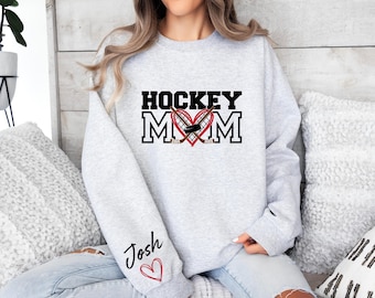 Custom Hockey Mom Sweatshirt, Hockey Mom Hoodie, Personalized Hockey Mom Hoodie, Hockey Sweatshirt for Mom, Hockey Season, Hockey Mom Gift