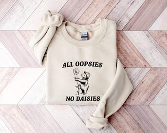 Sweat-shirt « Oups, pas de marguerites », sweat à capuche mignon, sweat-shirt tendance, sweat-shirt sur le thème de la santé mentale, sweat-shirt ours rigolo avec une marguerite