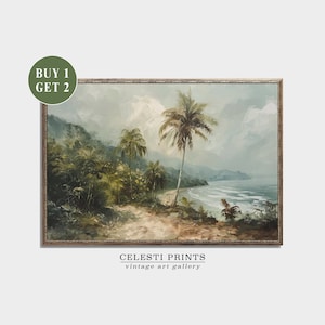 Palm Tree Painting, Jungle Nature, Greenery Wall Art, British Colonial Art, Vintage Rainforest Art, Antique Palm Trees Art, Digital Download
