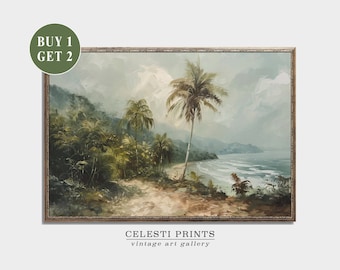 Palm Tree Painting, Jungle Nature, Greenery Wall Art, British Colonial Art, Vintage Rainforest Art, Antique Palm Trees Art, Digital Download