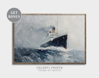 Titanic Wall Decor, RMS Titanic Painting Vintage, Cruise Ship Decor, Titanic Download, Nautical Decor, Titanic Print, Digital Download