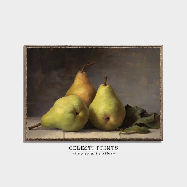 Pear Still Life Vintage, Fruit Painting Vintage, Antique Oil Painting, Digital Download