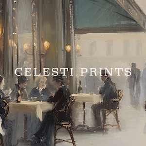Cafe Painting Vintage, Paris Cafe Art, Paris Theme, Vintage Cafe Art, Parisian Wall Art, Antique Paris Cafe Painting, Digital Download image 7