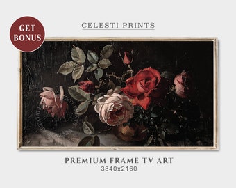 Dark Flower Tv Art, Moody Samsung Frame Tv Art, Dark Floral Painting, Moody Flower Art, Dark Botanical TV Art, Digital Download Frame TV Art
