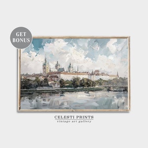 Krakow Landscape, Poland Wall Art, Travel Art, Krakow Wall Decor, Poland Painting, Krakow Wall Art, Krakow Travel, Digital Download