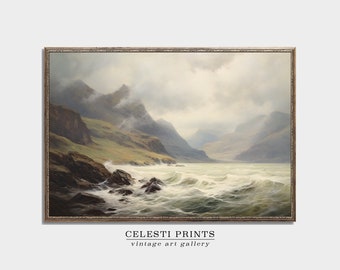 Ireland Painting Vintage, Antique Irish Seascape, Irish Heritage, Vintage Ireland Scenery Art, Digital Download, PRINTABLE