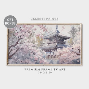 Japanese Tv Art, Cherry Blossoms, Japandi Tv Art, Samsung Frame Tv Art, Japan Mountain Bridge, Japan Frame Tv Art, Digital Download TV Art