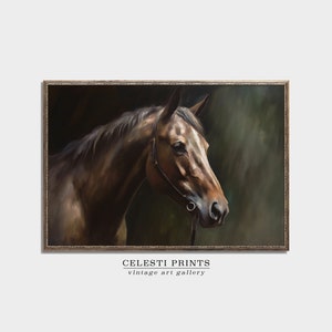 Pintura de caballo vintage, pintura al óleo de caballo antiguo, obra de arte ecuestre, impresión de arte de pared de granja imprimible, descarga digital