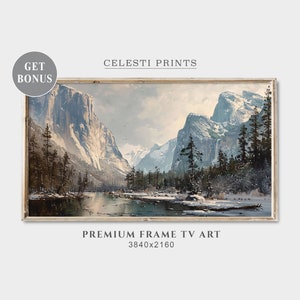Snowy Mountain Tv Art, Winter Frame Tv Art, Samsung Frame Tv Art, Vintage Frame Tv Snow Art, Rustic Cabin TV Art, Digital Download TV Art