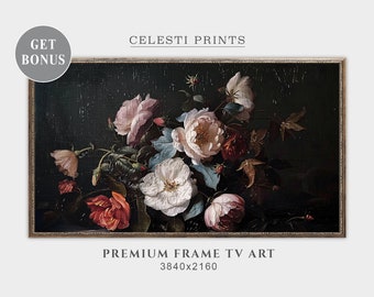 Dark Academia TV Art, Moody Samsung Frame Tv Art, Dark Floral Painting, Dark Flower Tv Art, Moody Flower Art, Digital Download Frame TV Art