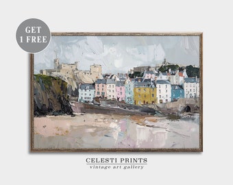 Tenby Wall Art, Wales Painting, Pembrokeshire, Travel Art, Tenby Cityscape Art, Europe, Tenby Wall Decor, City Art Print, Digital Download