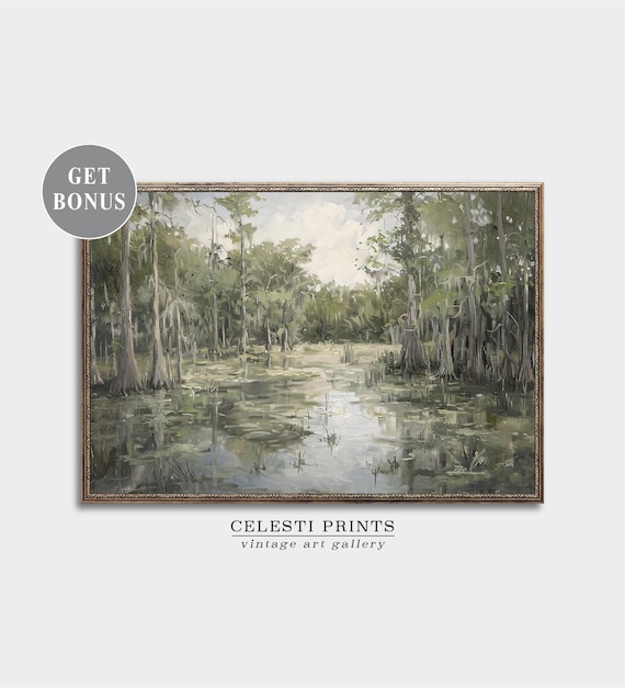 Louisiana Wall Art, Swamp Landscape, Louisiana Travel, USA Art, Travel Gift, Swamp Artwork, Louisiana Print, Digital Download